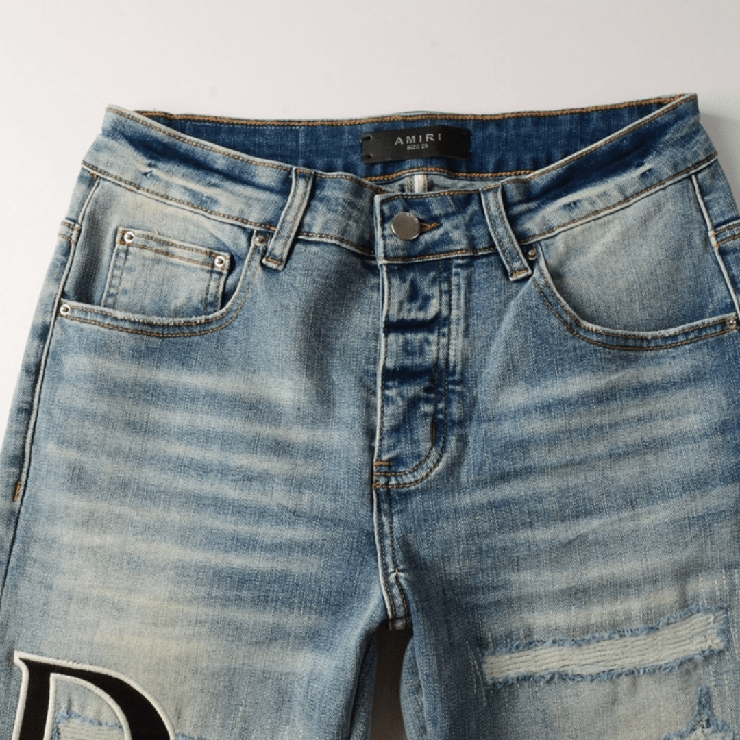 Amr Staggered Blue Jeans - Nov - ell - fas - ion