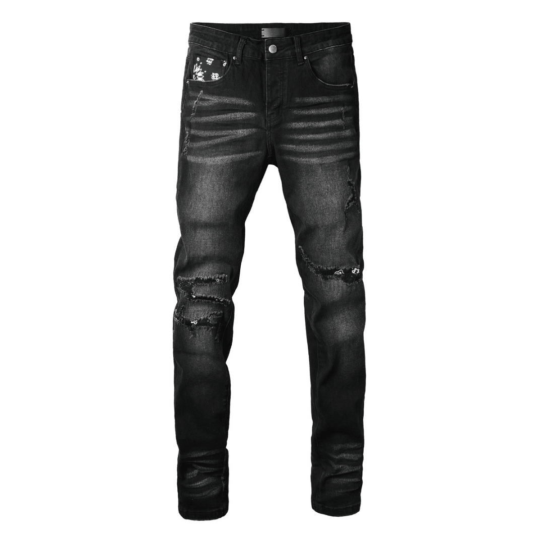 Amr Bandana Black Ripped Jeans - BabyLuxee.de