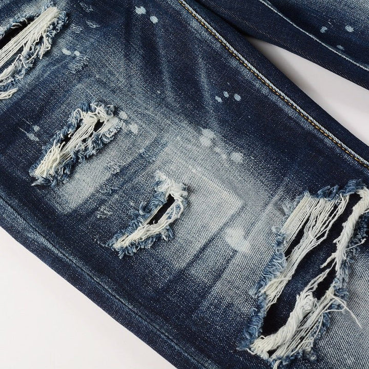 Amr Paint Drip Blue Jeans - Nov - ell - fas - ion