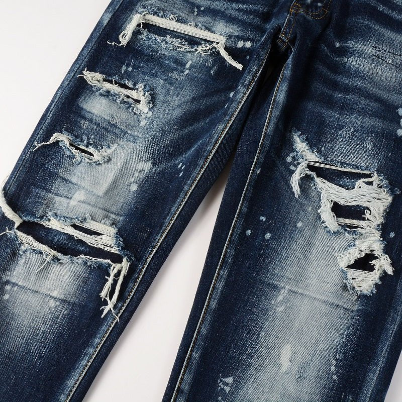 Amr Paint Drip Blue Jeans - Nov - ell - fas - ion