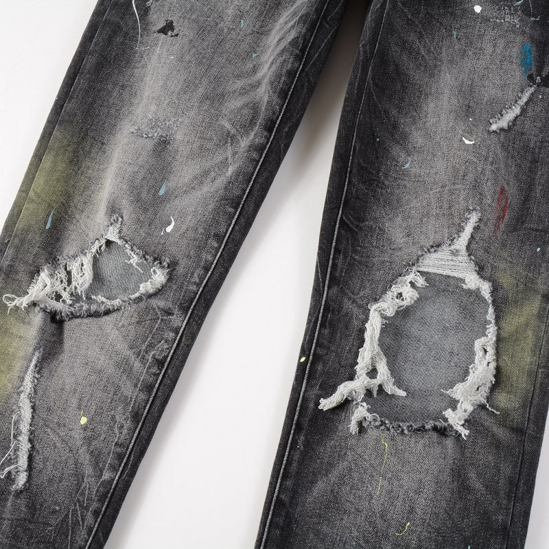 Amr Paint Sprayed Black Jeans - Nov - ell - fas - ion