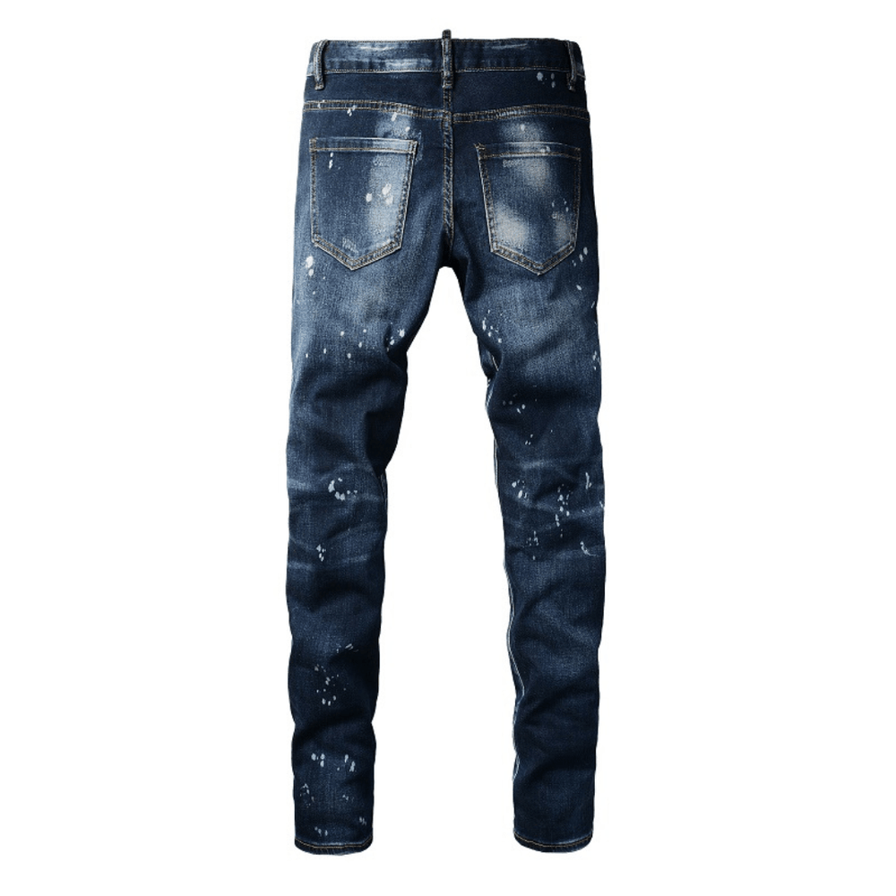Amr Paint Drip Blue Jeans - Nov - ell - fas - ion