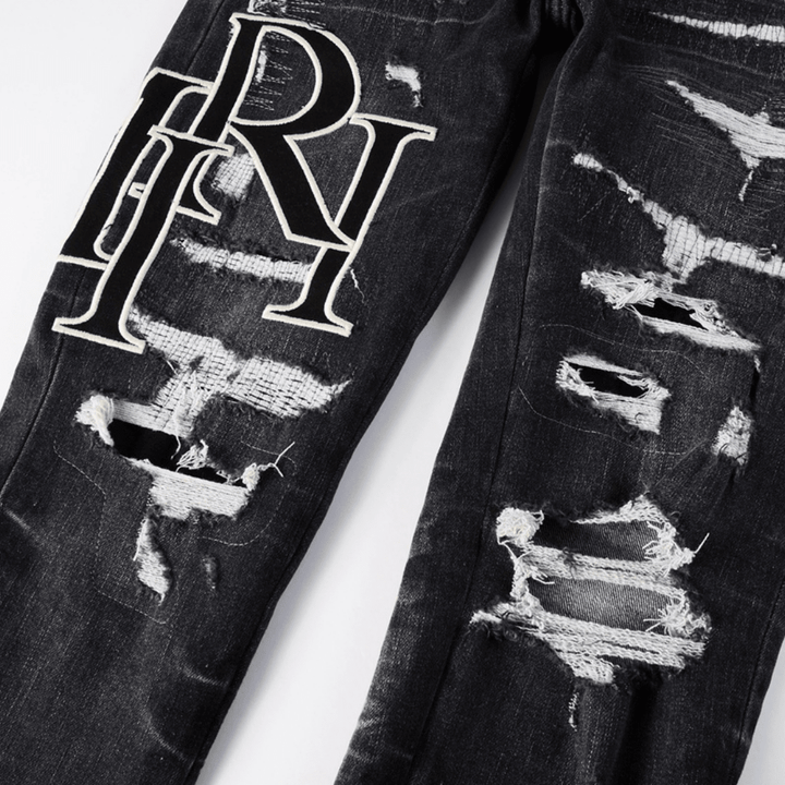 Amr Staggered Logo Black Jeans - BabyLuxee.de