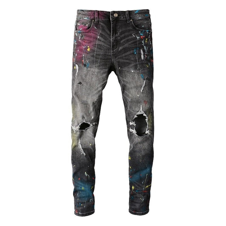 Amr Paint Sprayed Black Jeans - Nov - ell - fas - ion