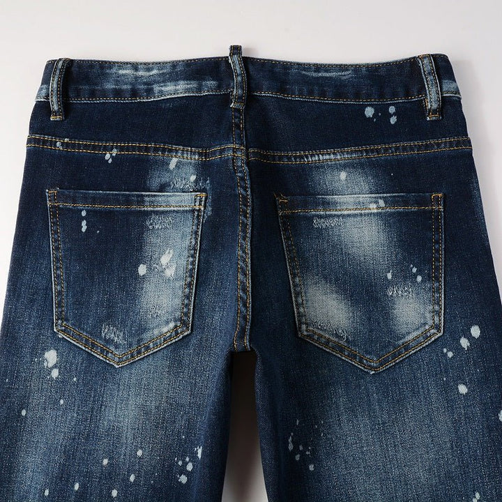 Amr Paint Drip Blue Jeans - Nov - ell - fas - ion