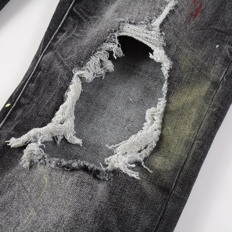 Amr Paint Sprayed Black Jeans - Nov - ell - fas - ion