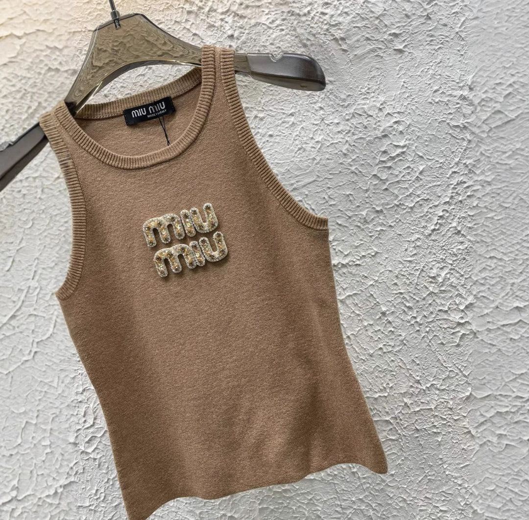 Miu Miu golden letters tank top