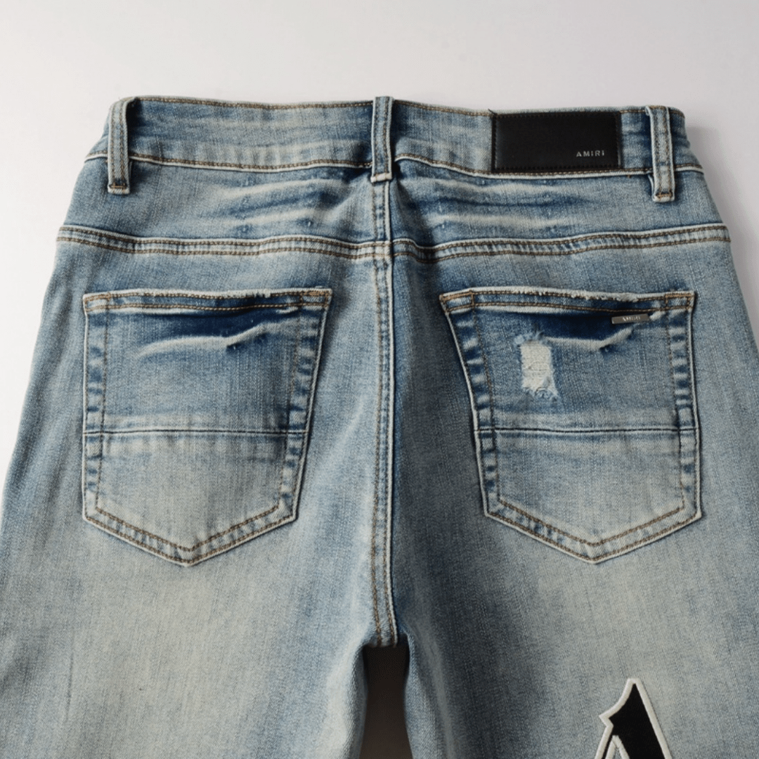Amr Staggered Blue Jeans - Nov - ell - fas - ion