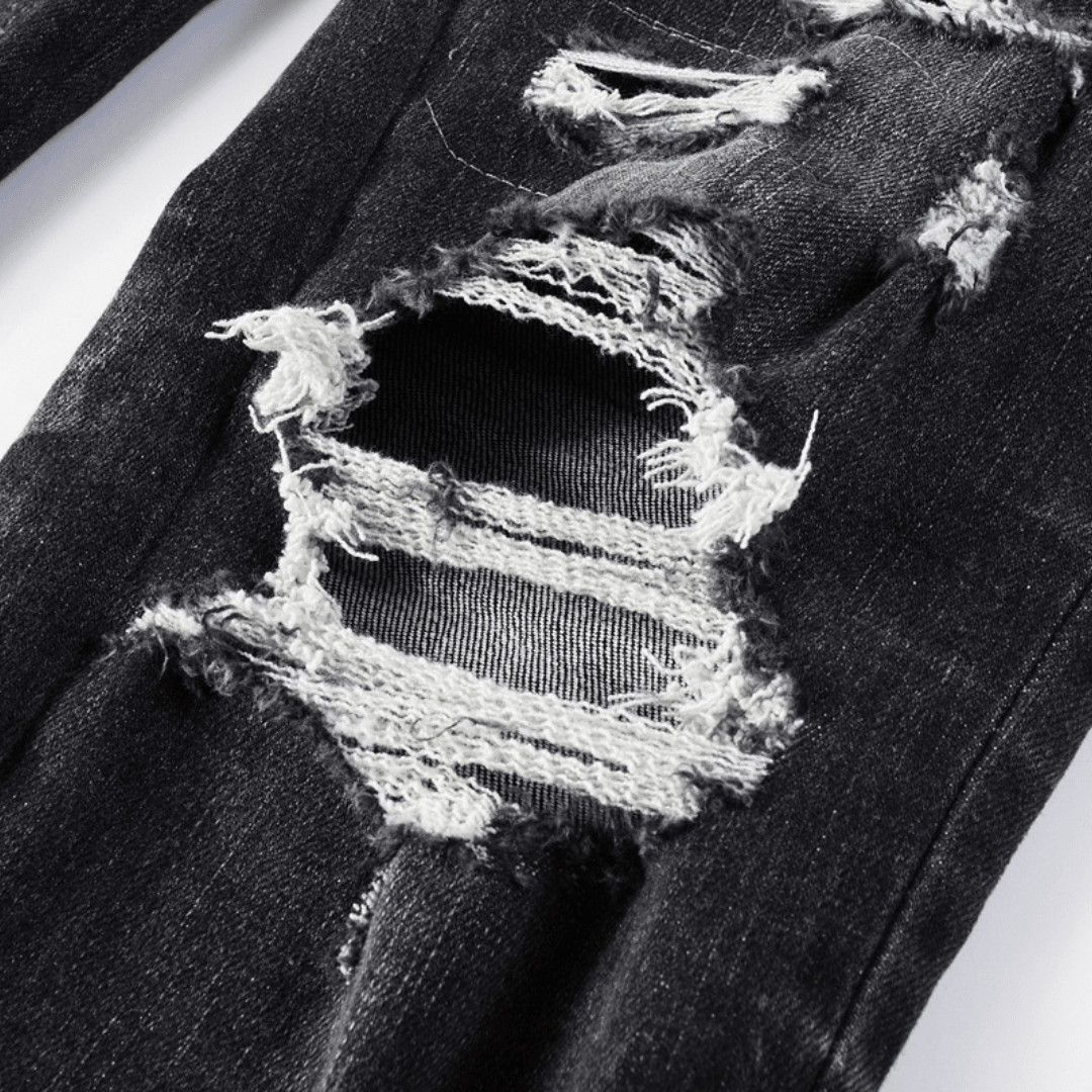 Amr Staggered Logo Black Jeans - BabyLuxee.de