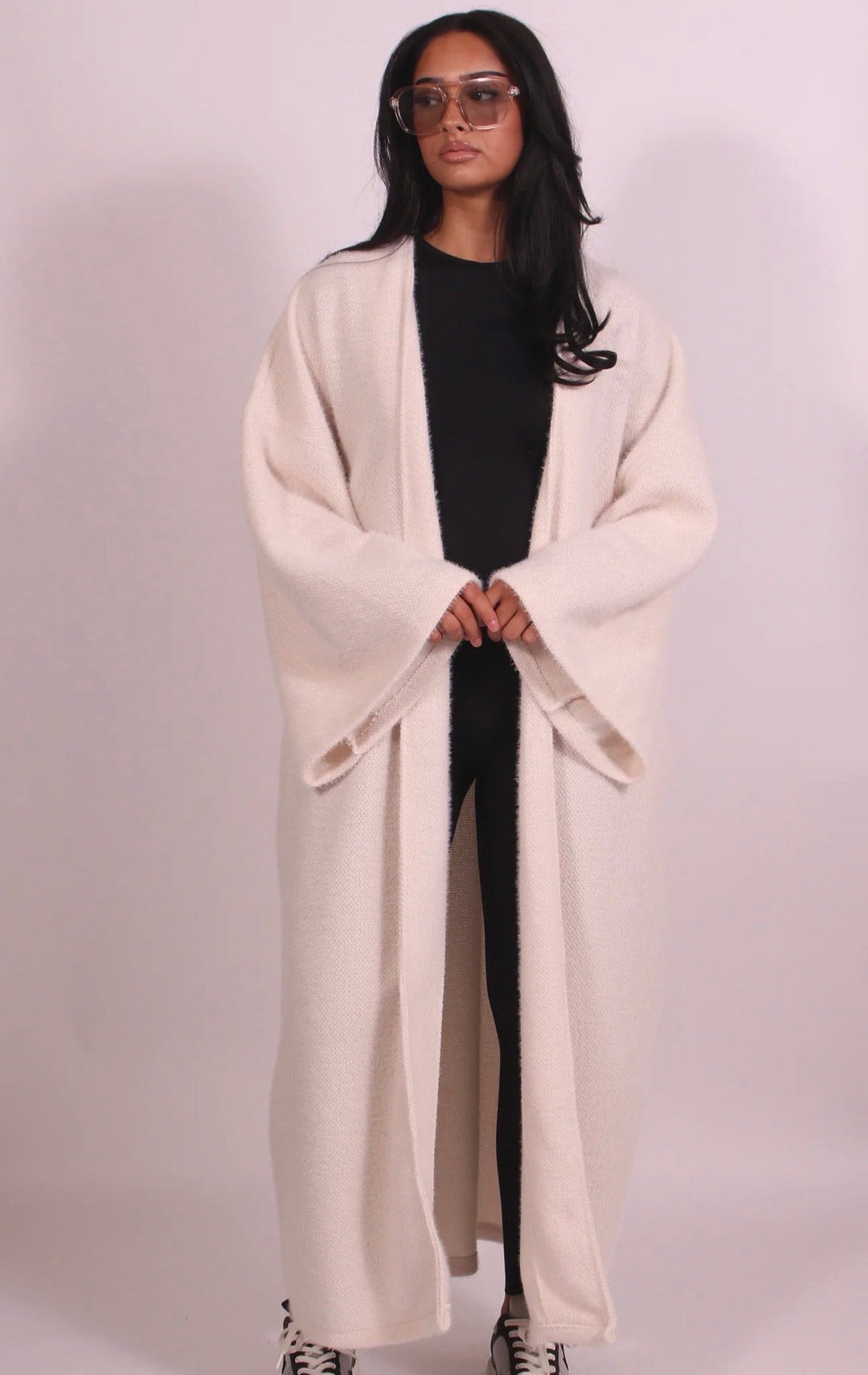 LONGLINE CARDIGAN CREME - Nov - ell - fas - ion