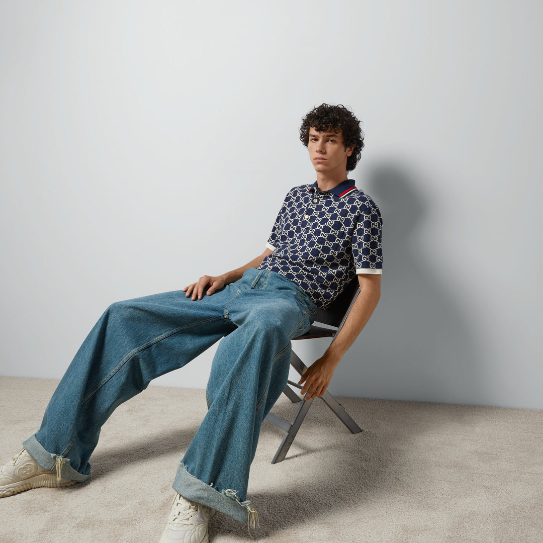 Poloshirt aus Baumwolljersey mit Jacquard