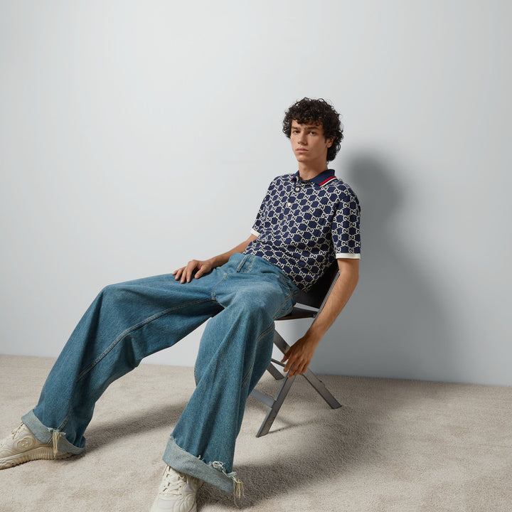 Poloshirt aus Baumwolljersey mit Jacquard