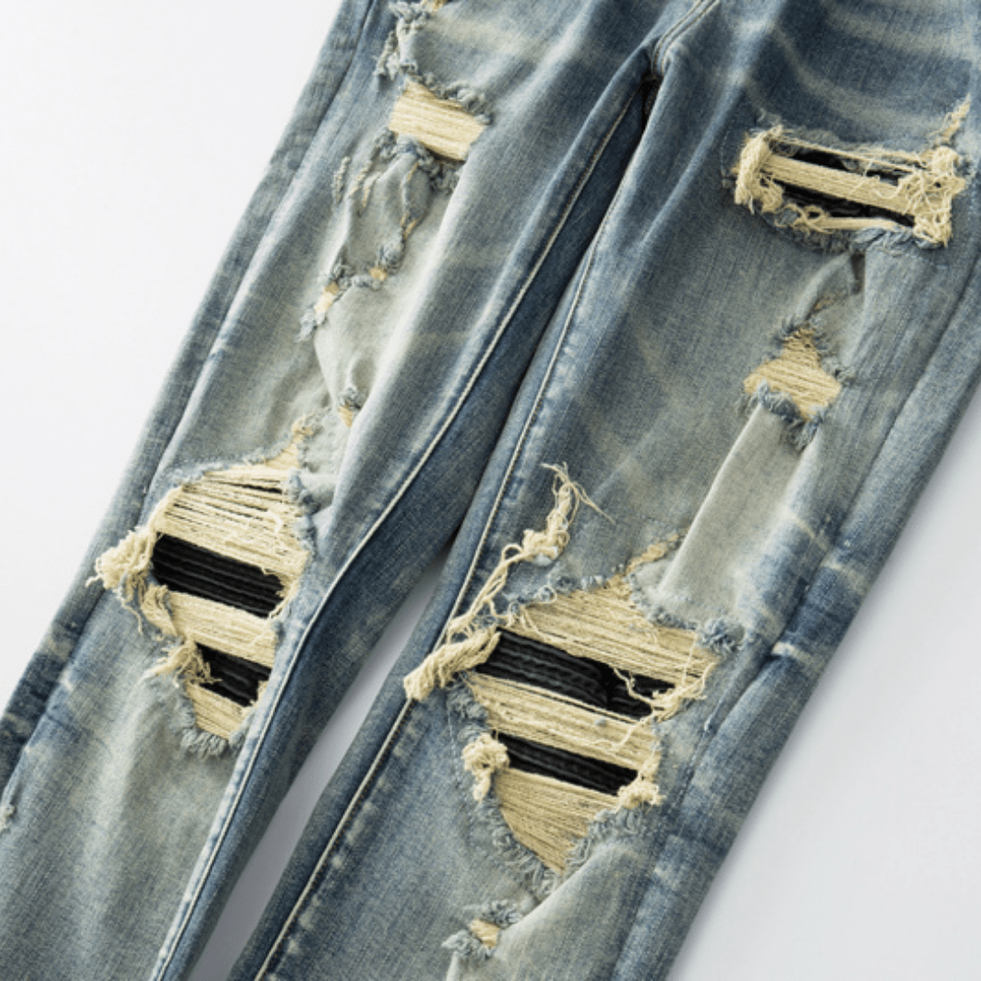 Amr Ripped Patch Jeans - Nov - ell - fas - ion
