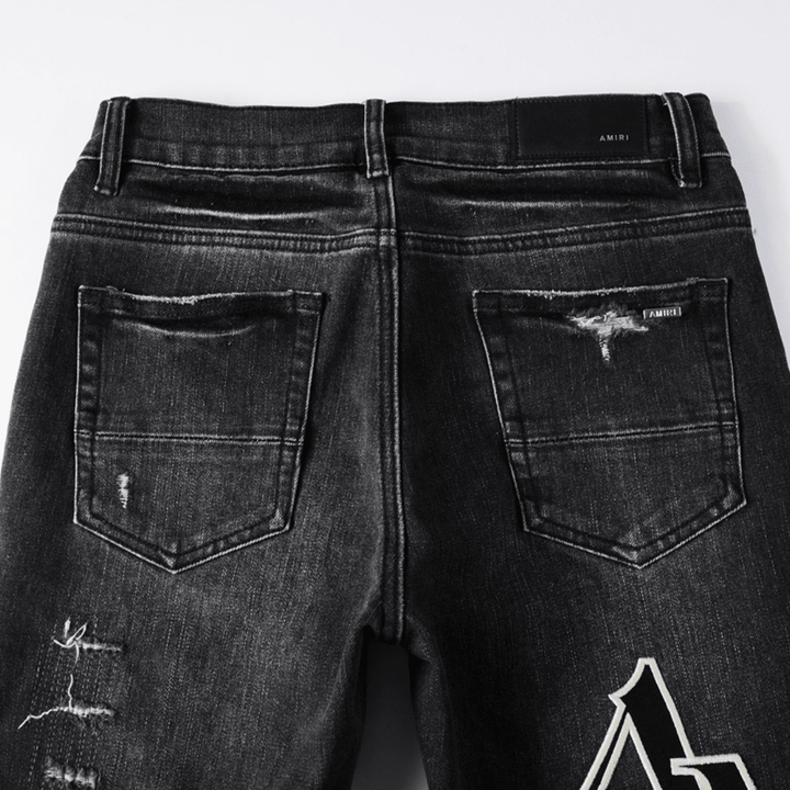 Amr Staggered Logo Black Jeans - BabyLuxee.de