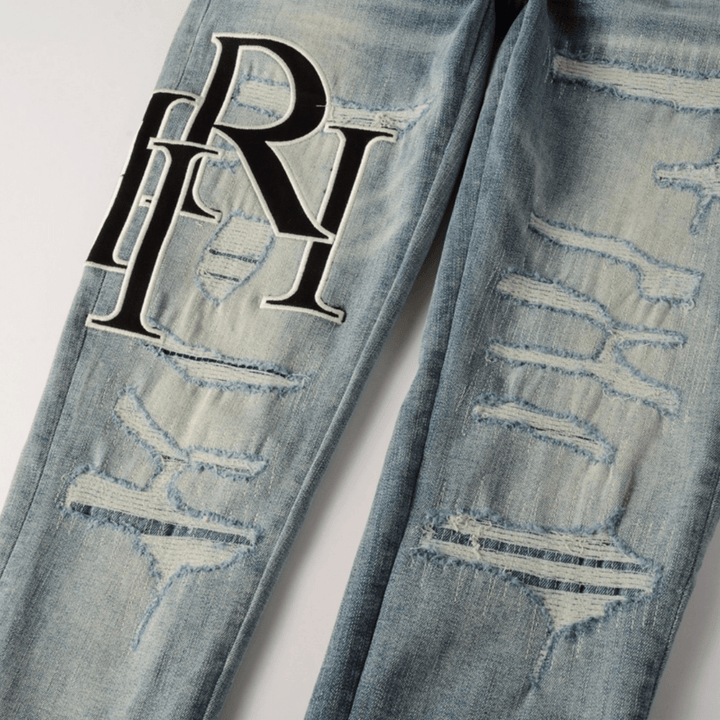 Amr Staggered Blue Jeans - Nov - ell - fas - ion