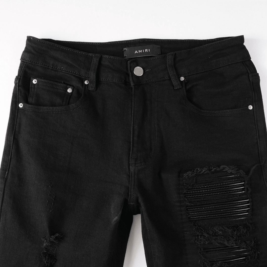 Amr Black Patch Ripped Jeans - BabyLuxee.de