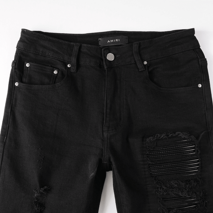 Amr Black Patch Ripped Jeans - BabyLuxee.de