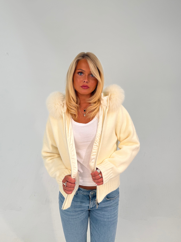 Fur Jacket Satin - White