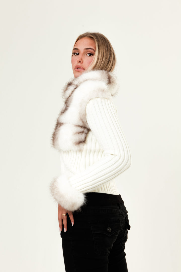 Ivory Fur Cardigan - White