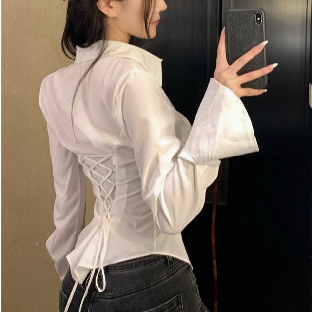 Back Lace-Up Bluse
