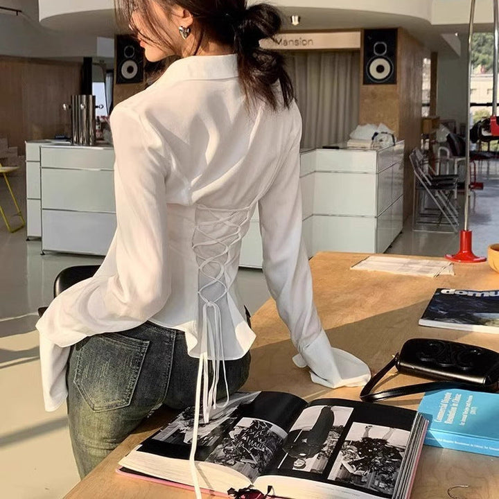 Back Lace-Up Bluse