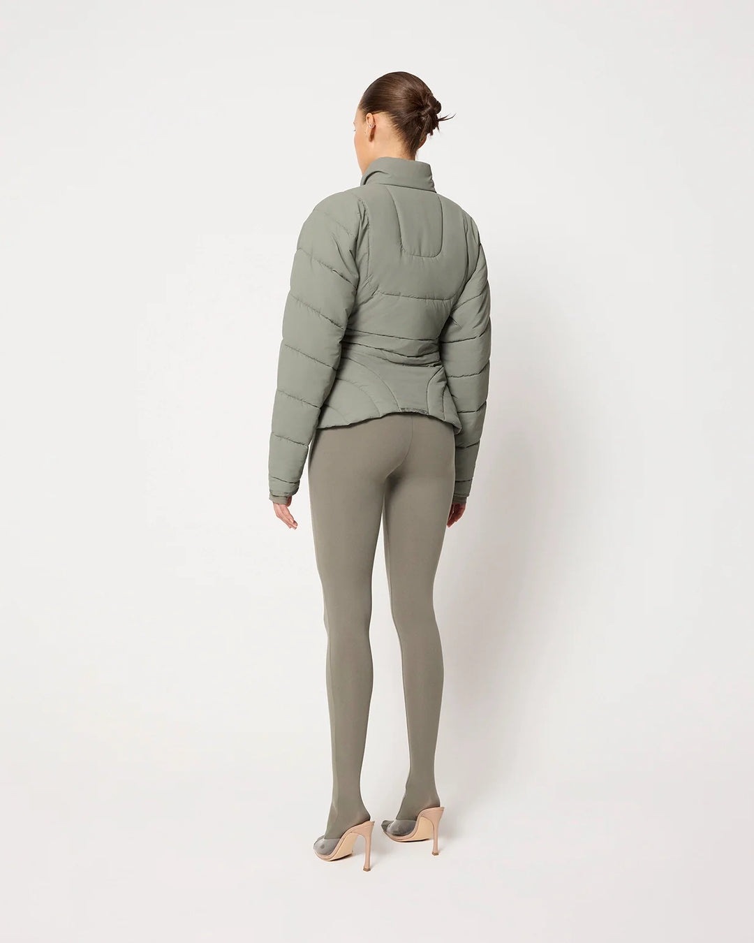 Sculpted Puffer Jacket | Dusty Olive