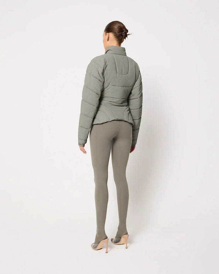 Sculpted Puffer Jacket | Dusty Olive