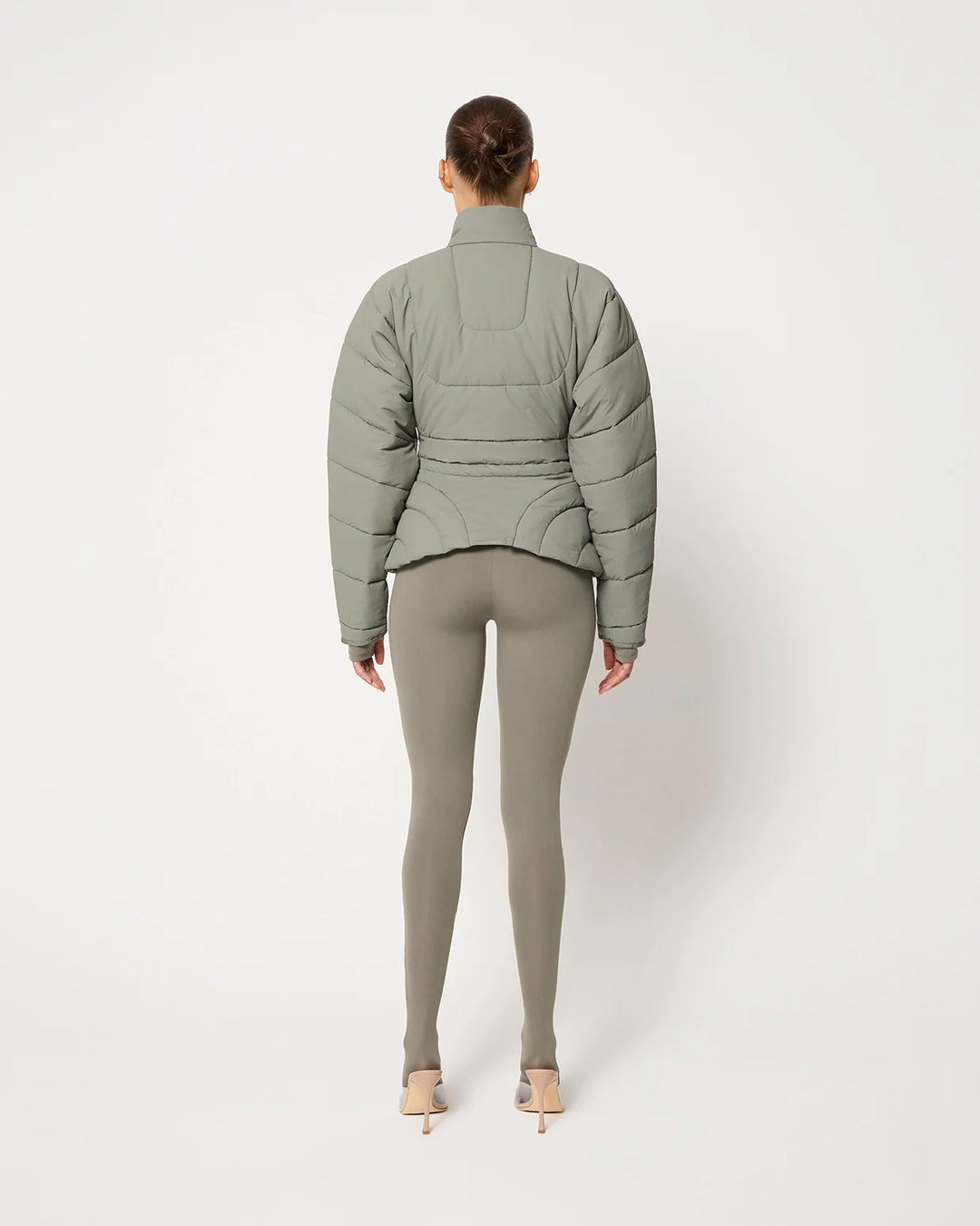 Sculpted Puffer Jacket | Dusty Olive