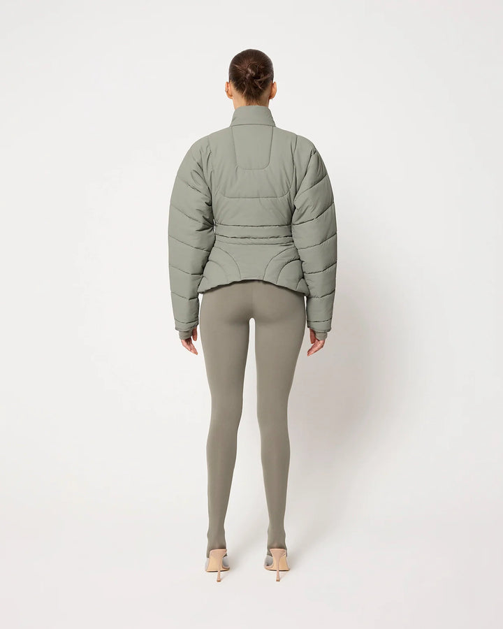 Sculpted Puffer Jacket | Dusty Olive