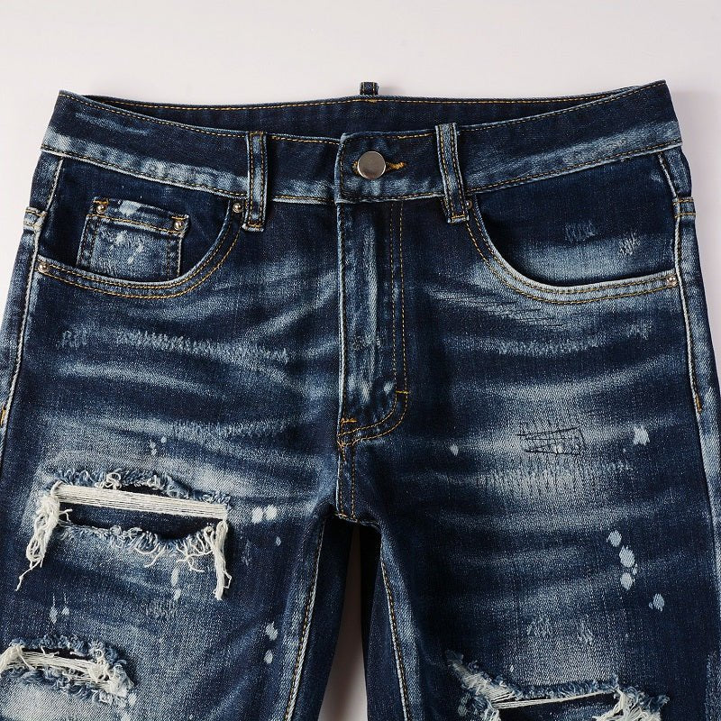 Amr Paint Drip Blue Jeans - Nov - ell - fas - ion