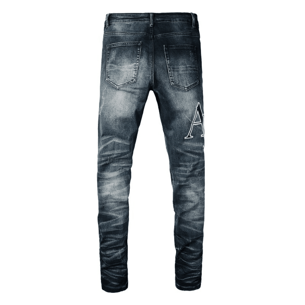 Amr Black Staggered Logo Patch Jeans - Novell "Fashion"
