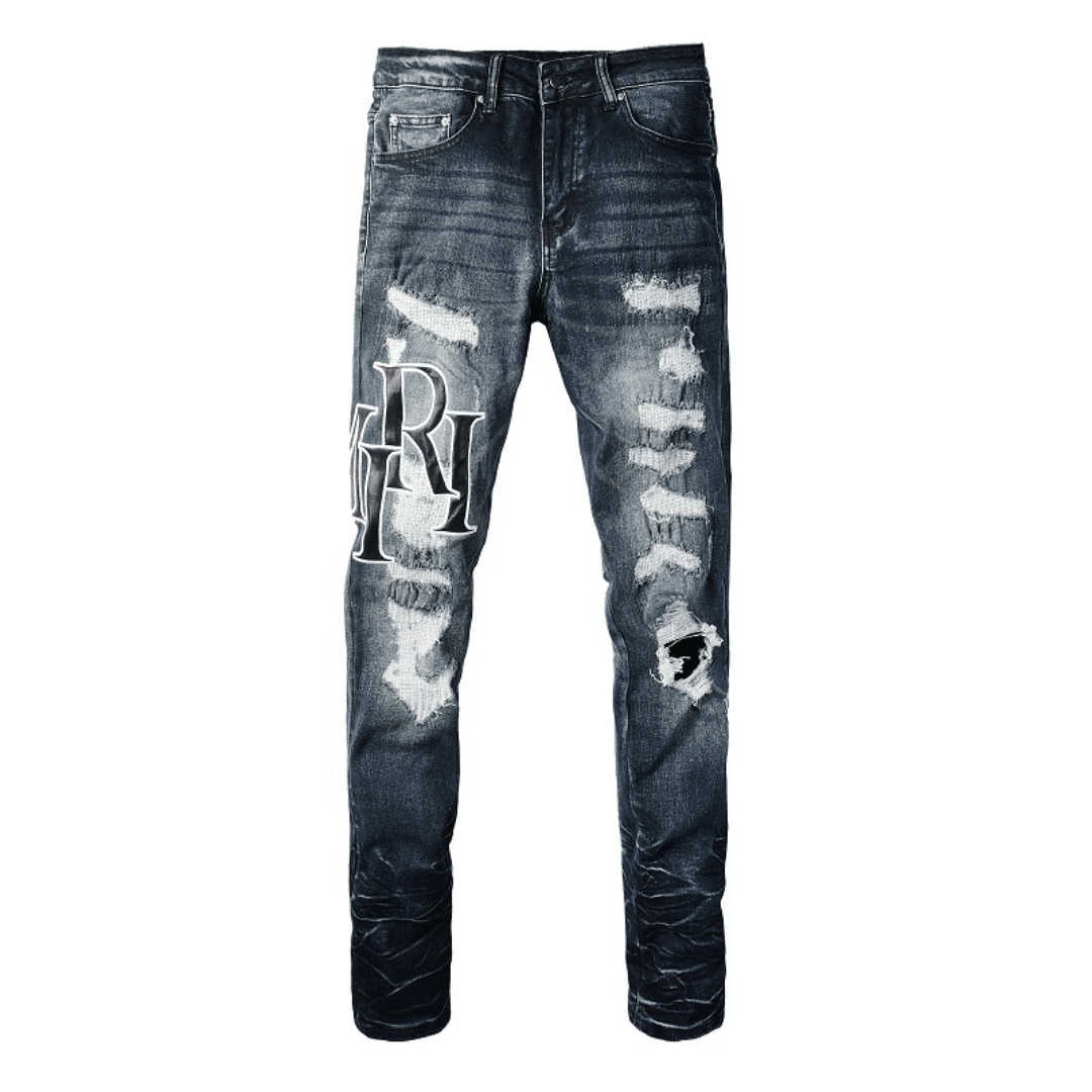 Amr Black Staggered Logo Patch Jeans - Novell "Fashion"