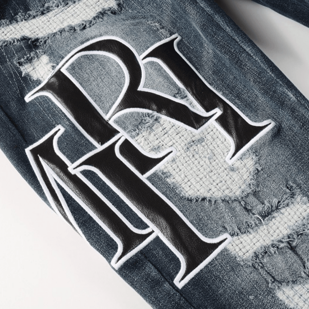 Amr Black Staggered Logo Patch Jeans - Novell "Fashion"