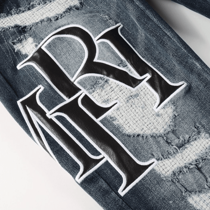Amr Black Staggered Logo Patch Jeans - Novell "Fashion"