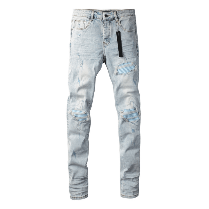 Amr Blue Patch Distressed Jeans - Novell "Fashion"