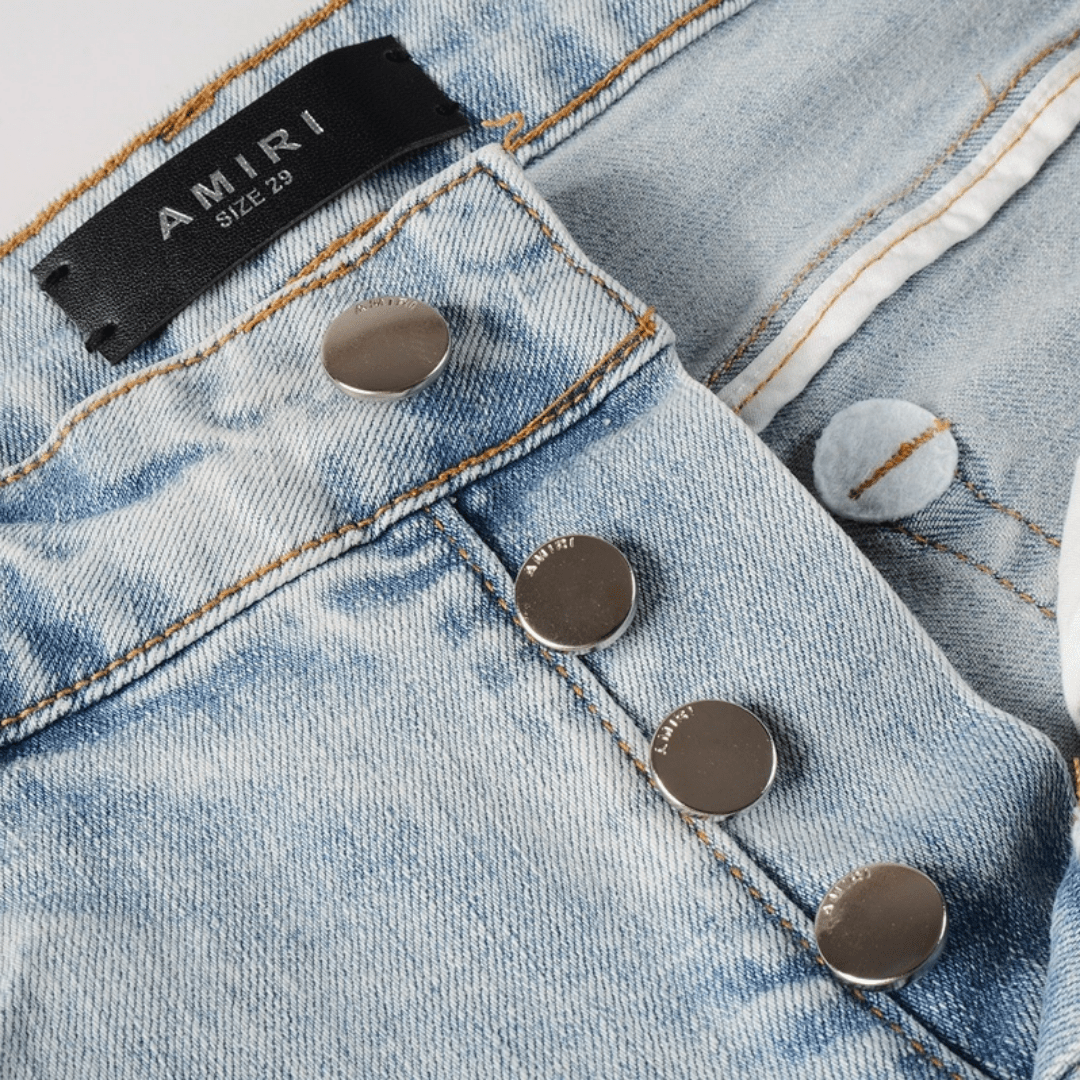 Amr Blue Patch Distressed Jeans - Novell "Fashion"