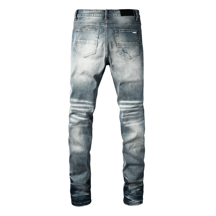 Amr Blue Patch Ripped Jeans - Novell "Fashion"
