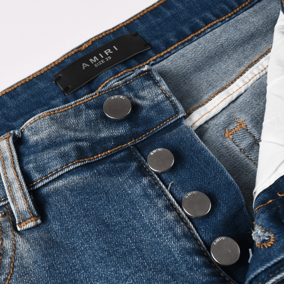 Amr Blue Patch Ripped Jeans - Novell "Fashion"