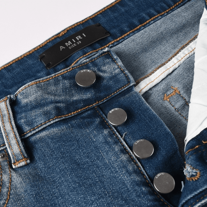 Amr Blue Patch Ripped Jeans - Novell "Fashion"