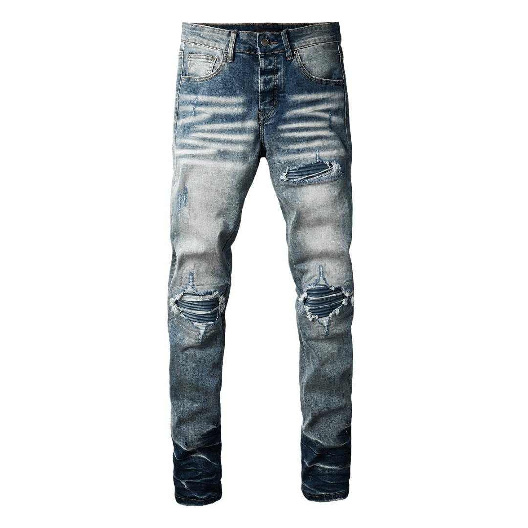 Amr Blue Patch Ripped Jeans - Novell "Fashion"