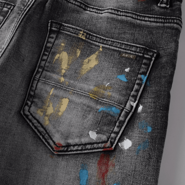 Amr Distressed Paint Jeans - Novell "Fashion"