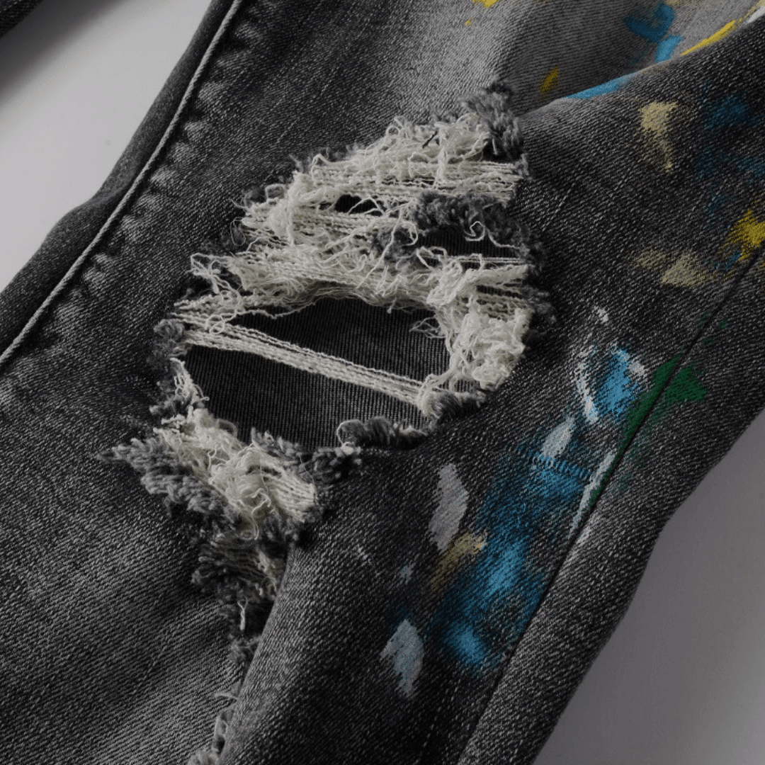 Amr Distressed Paint Jeans - Novell "Fashion"