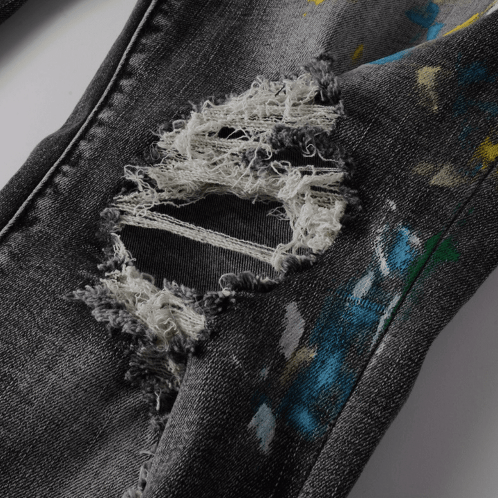 Amr Distressed Paint Jeans - Novell "Fashion"