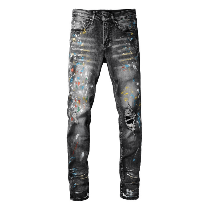 Amr Distressed Paint Jeans - Novell "Fashion"