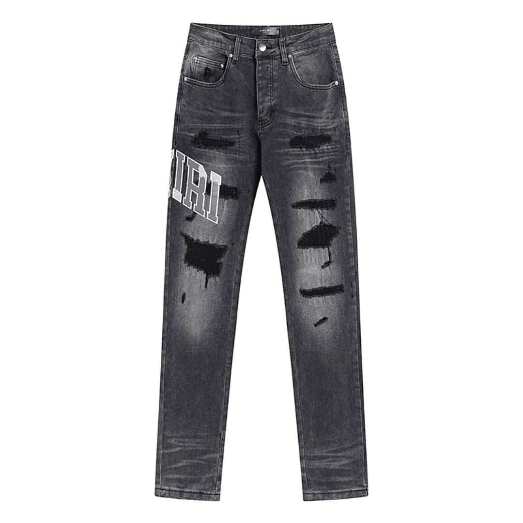 Amr Grey Staggered Logo Jeans - Novell "Fashion"