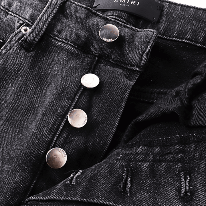 Amr Grey Staggered Logo Jeans - Novell "Fashion"