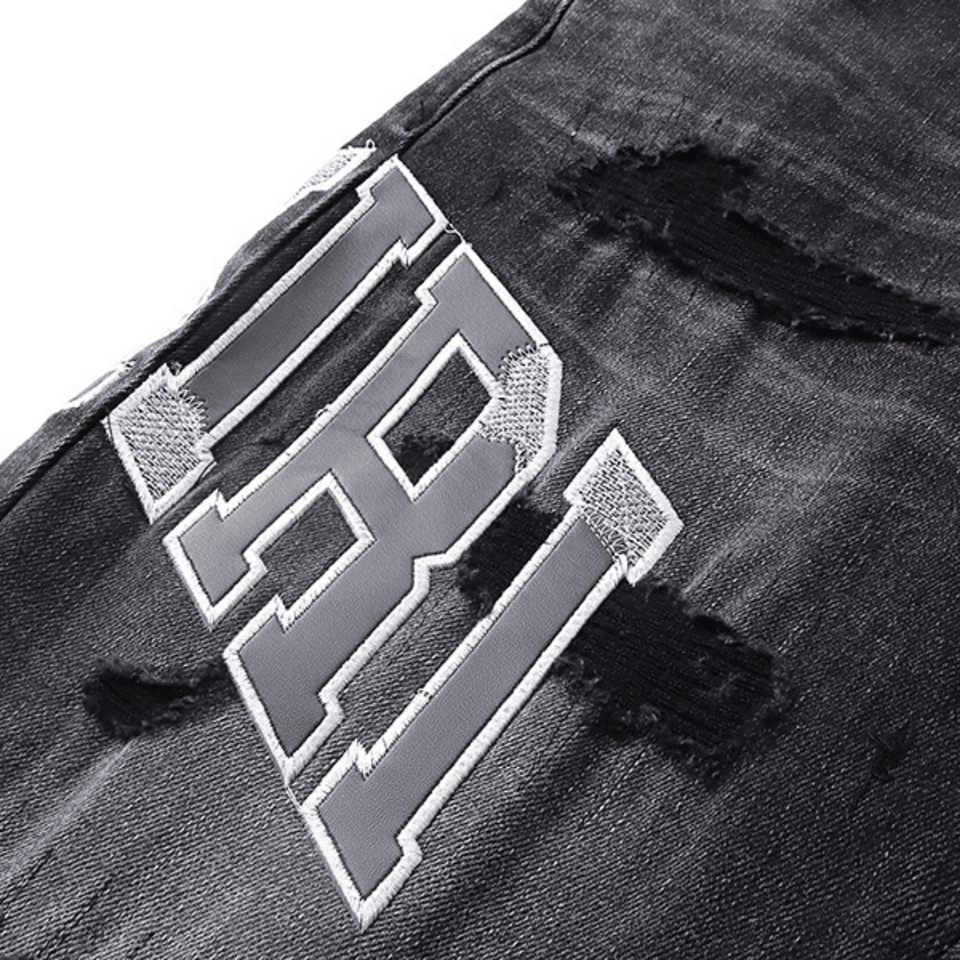 Amr Grey Staggered Logo Jeans - Novell "Fashion"