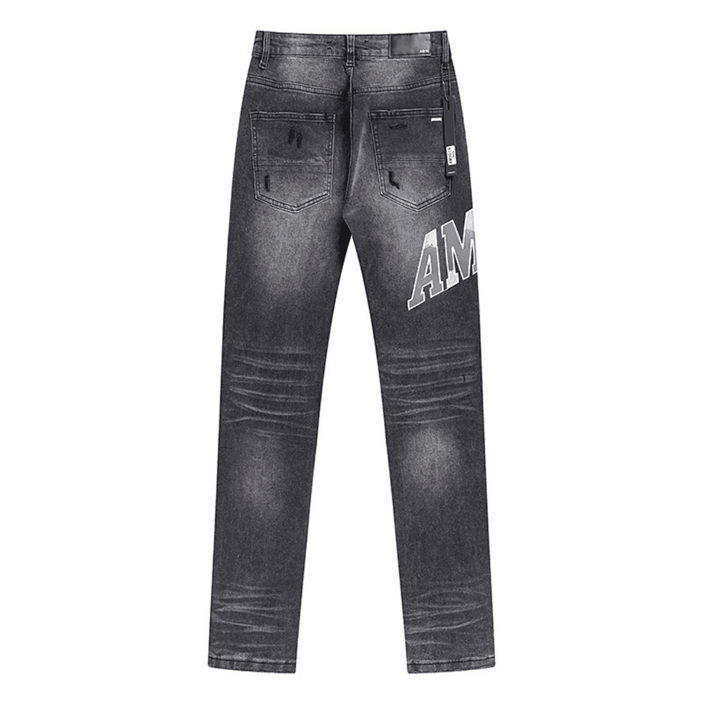Amr Grey Staggered Logo Jeans - Novell "Fashion"