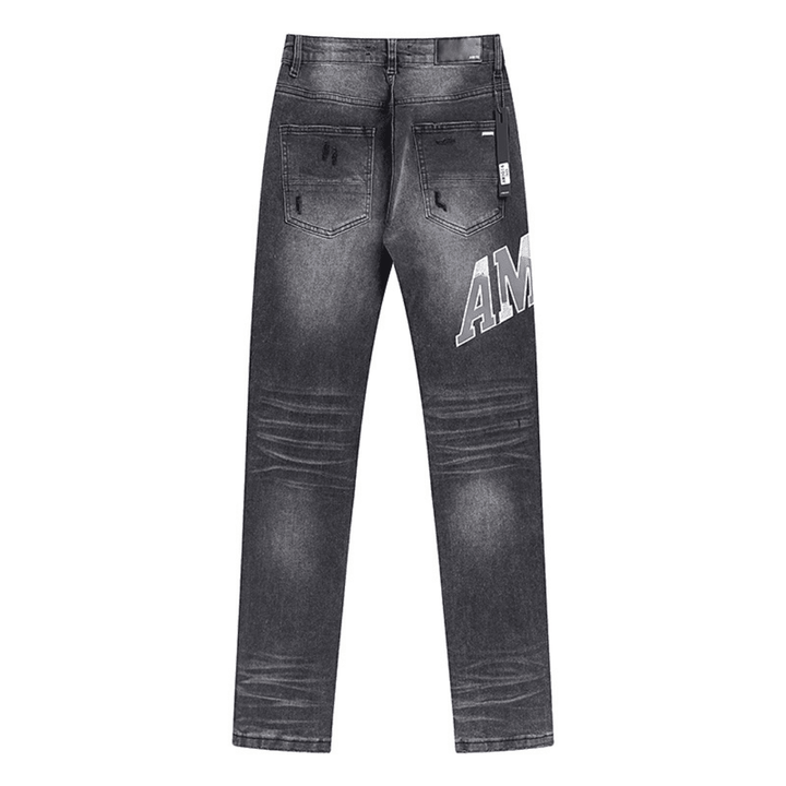 Amr Grey Staggered Logo Jeans - Novell "Fashion"