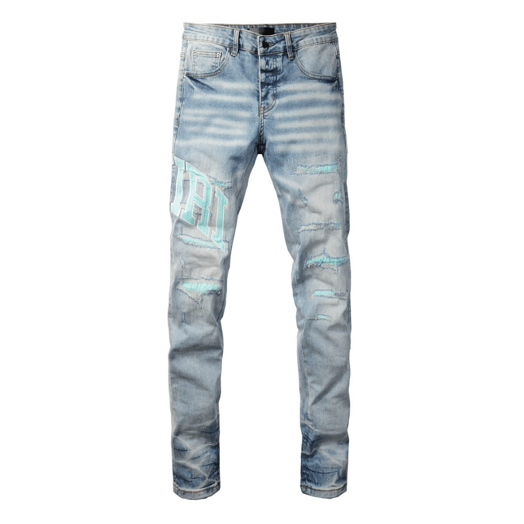 Amr Light Blue Patch Jeans - Novell "Fashion"